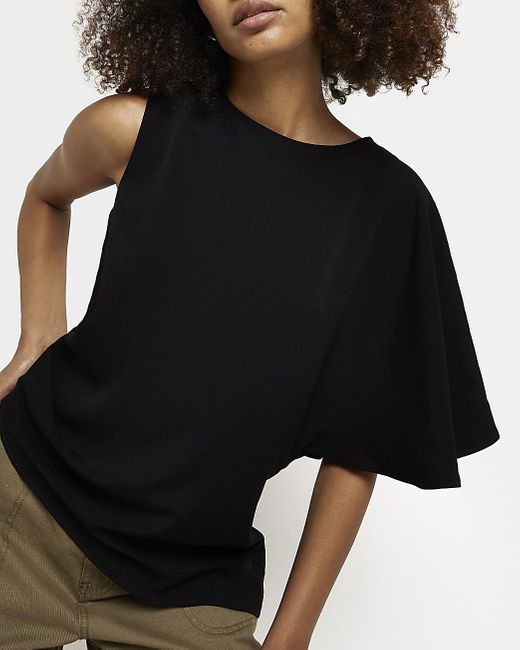River Island Satin One Shoulder Top in 