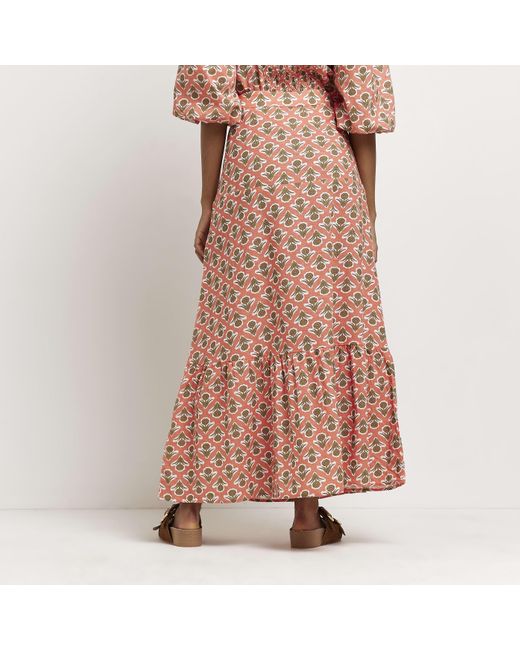 River Island Floral Maxi Skirt in Pink | Lyst UK