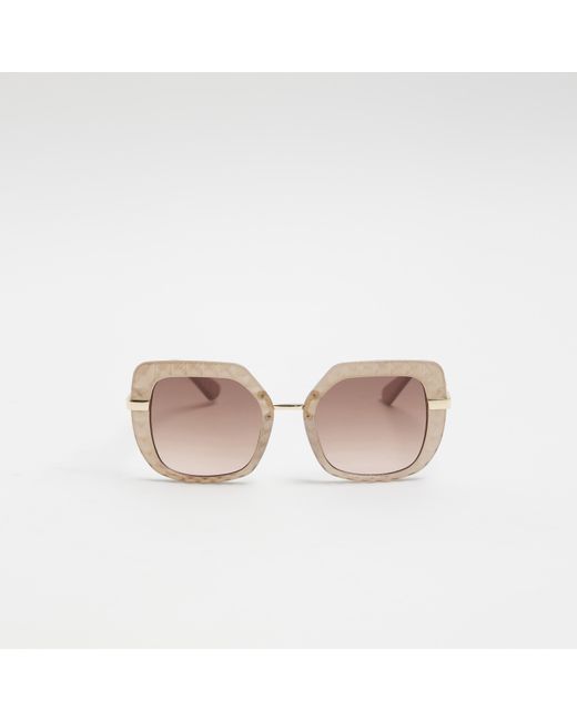 River Island Pink Cream Textured Oversized Sunglasses