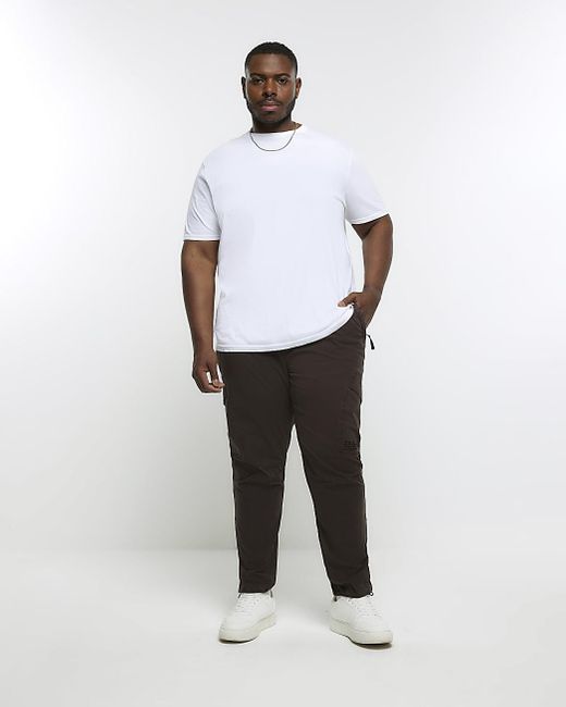 River Island White Big & Tall Cargo Trousers for men