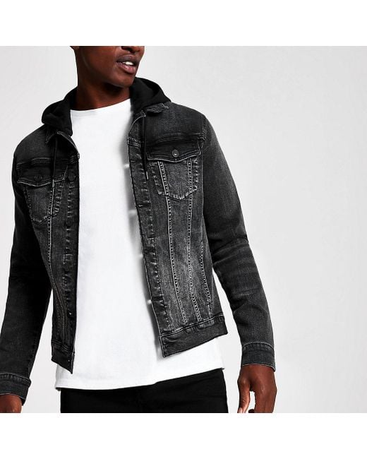 river island muscle fit denim jacket