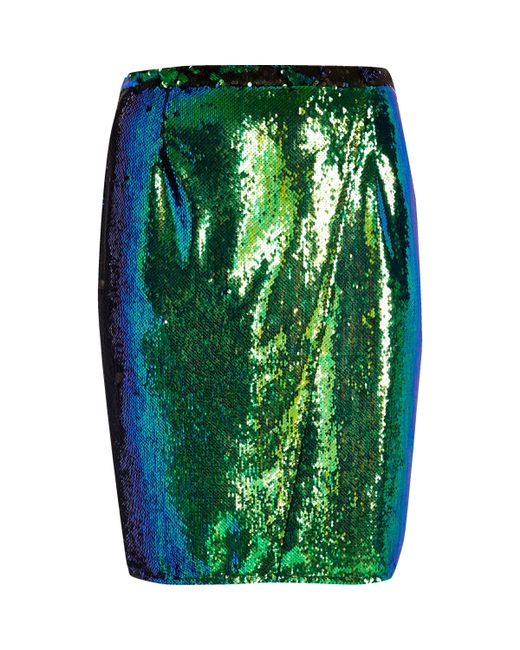 River Island Multicolor Plus Emerald Green Sequin Pencil Skirt