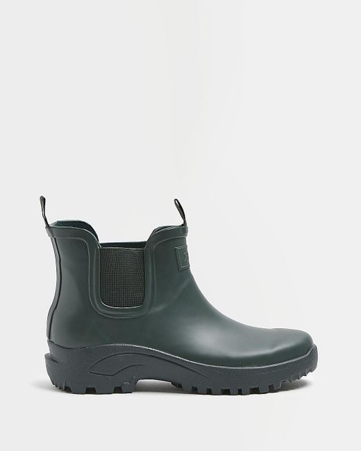 River Island Green Low Moulded Welly Boots for men