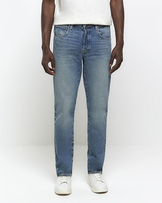 River Island Blue Slim Fit Jeans for men