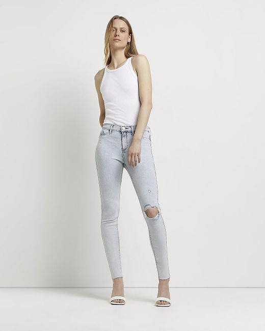 River Island Denim Blue Molly Ripped 