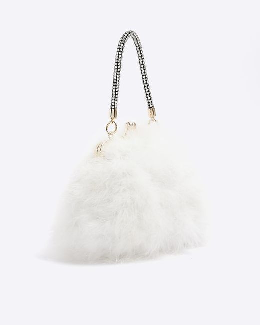 River Island Blue White Feather Cross Body Bag