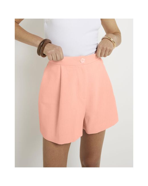 River Island Pink Orange High Waisted Smart Shorts