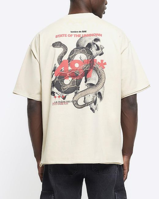 River Island Natural Stone Snake Graphic T-shirt for men