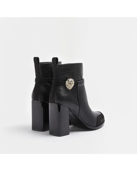 River Island Black Heeled Ankle Boots | Lyst UK