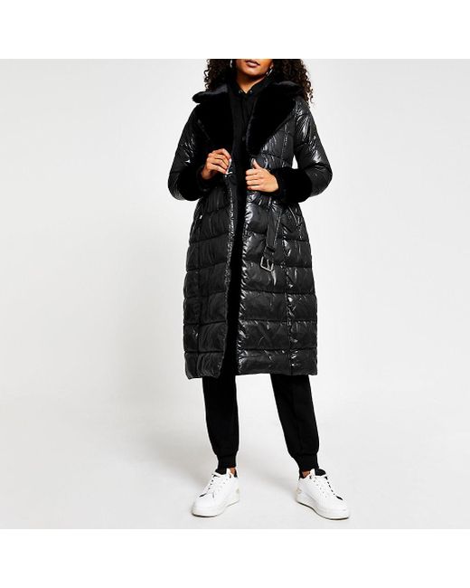 river island black padded coat