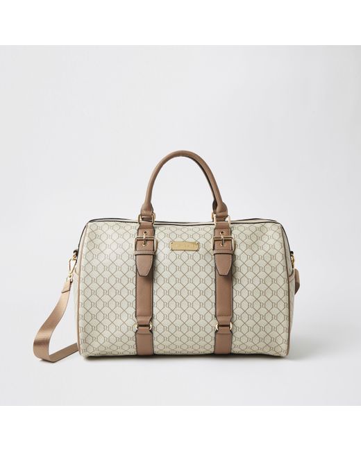 River Island Ri Monogram Large Weekend Bag in Natural | Lyst Canada