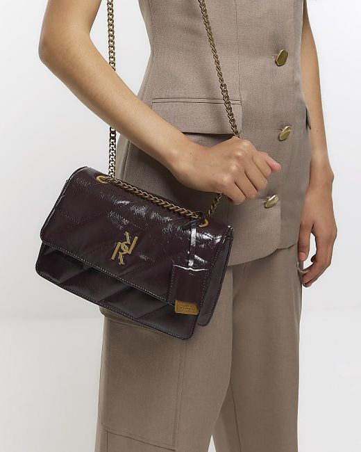 River Island Red Quilted Shoulder Bag in Grey Lyst UK