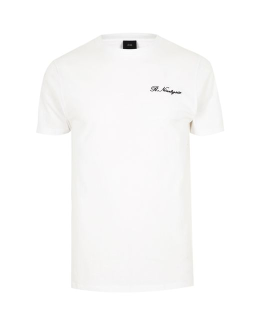 River Island White 'r Ninety Six' Slim Fit T-shirt for men