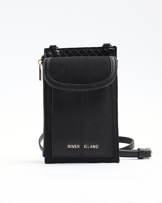 River Island Black Canvas Phone Pouch Bag