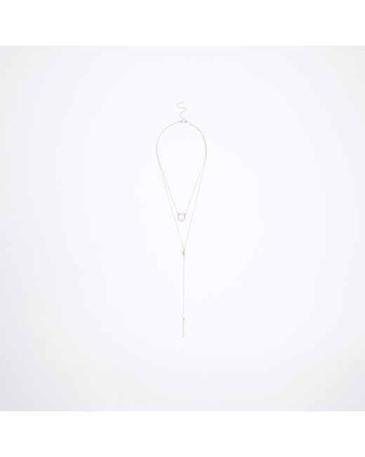 River Island White Rose Gold Disc Multirow Necklace