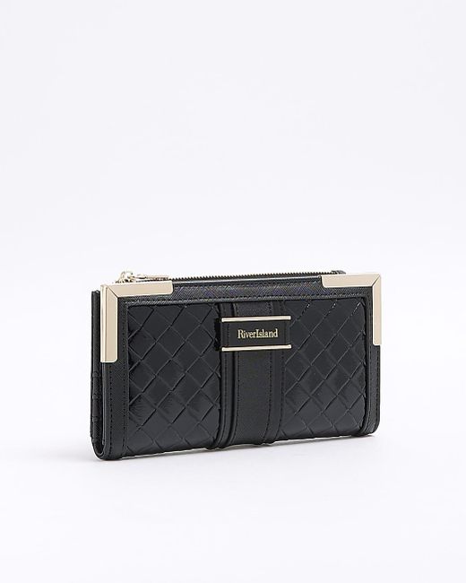 River Island Black Patent Quilted Purse