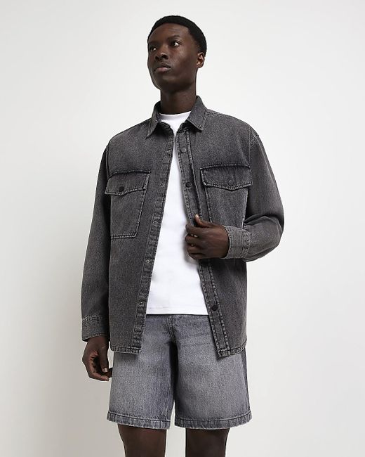 Black Oversized Fit Denim Shirt 