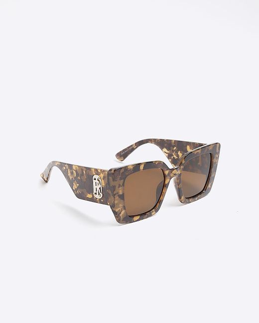 River Island Black Leopard Oversized Visor Sunglasses