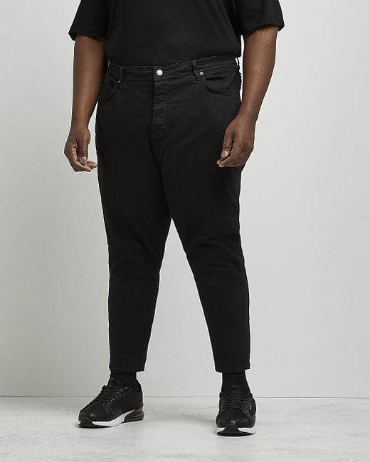 Tall Black Tapered Cropped Jeans 