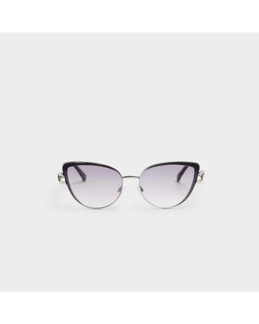 River Island Metallic Silver Sparkly Cat Eye Sunglasses