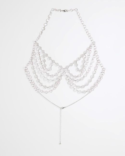 River Island White Pink Beaded Body Chain