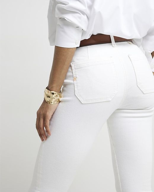 River Island White Pocket Front Flare Jeans
