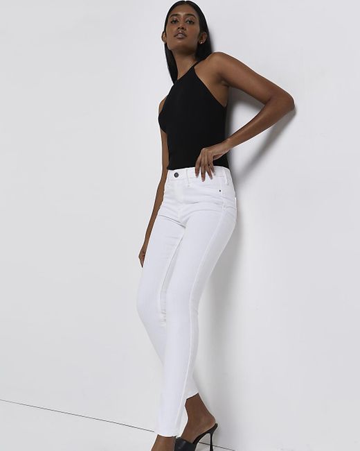 River Island Denim White Molly Mid Rise 