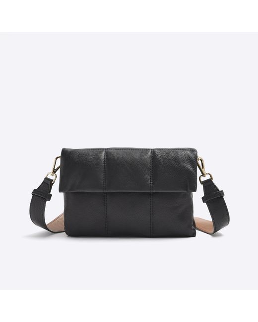 River Island Black Leather Quilted Cross Body Bag