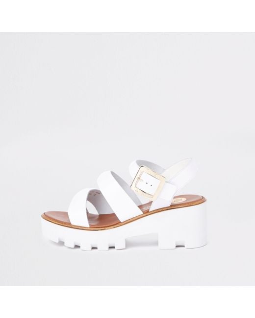 River Island White Chunky Sandals | Lyst Canada