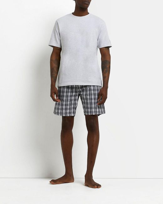 River Island Grey Check Pyjama Shorts 