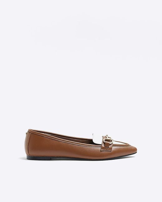 River Island Brown Snaffle Pointed Flat Shoes