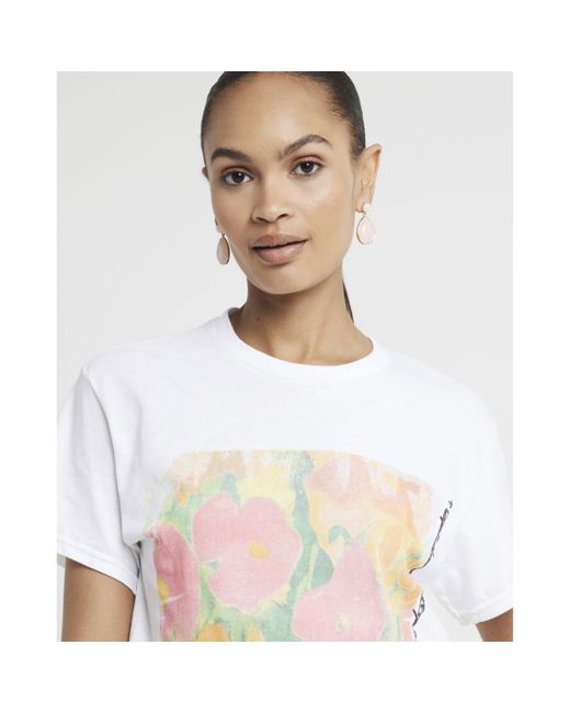 River Island White Floral Graphic T-shirt