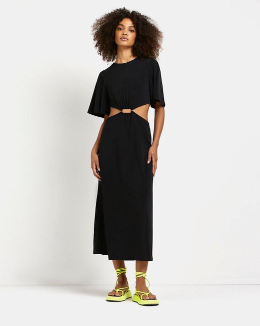 River Island Black Cut Out Maxi Dress 