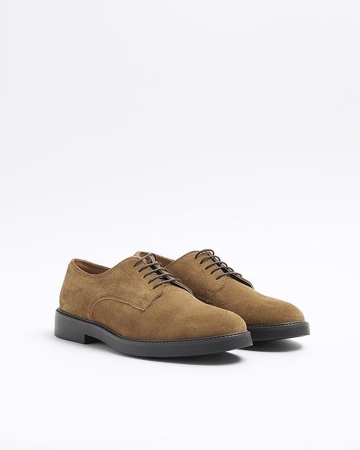 River Island White Suede Derby Shoes for men