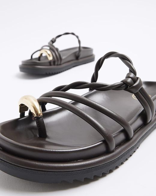 River Island Black Twisted Strap Chunky Sandals