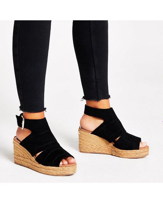 black wedge trainers river island
