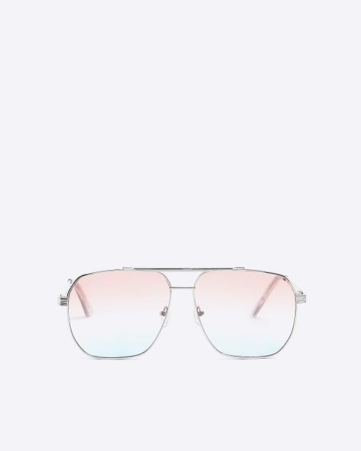 River Island White Navigator Sunglasses for men