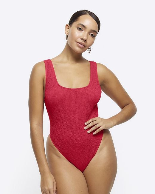 River Island Red Texture Swimsuit