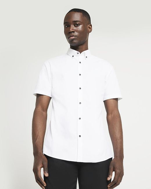 River Island White Textured Smart Shirt for men