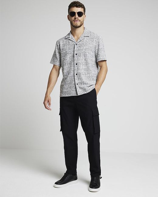 River Island White Cargo Trousers for men