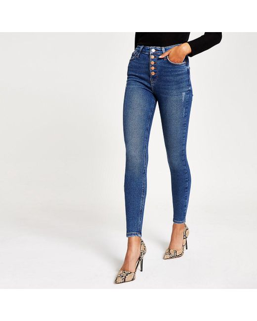 River Island Denim Blue Button Hailey 