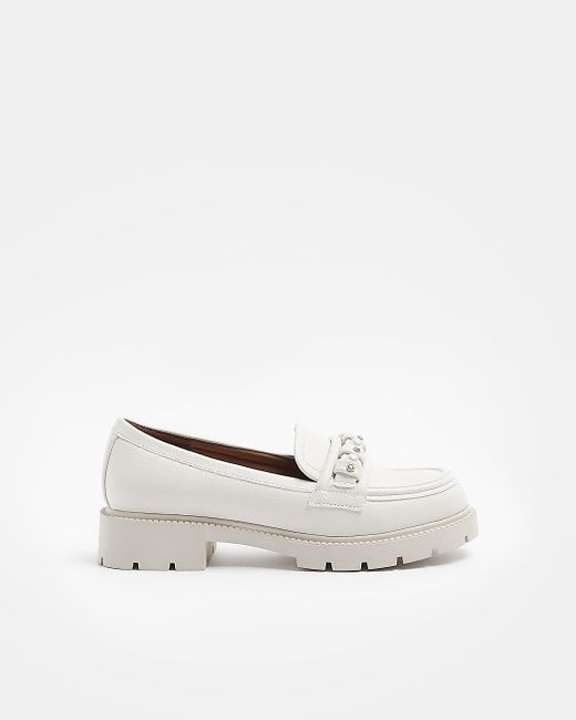 River Island White Pearl Chunky Loafers