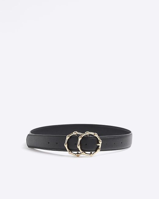 River Island White Bamboo Texture Buckle Belt