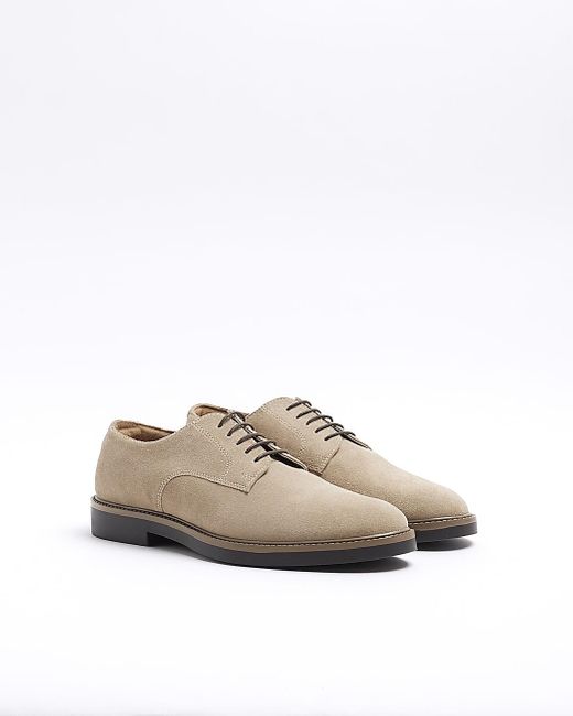 River Island White Stone Suede Derby Shoes for men
