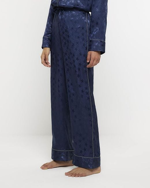 River Island jacquard pajama set in blue