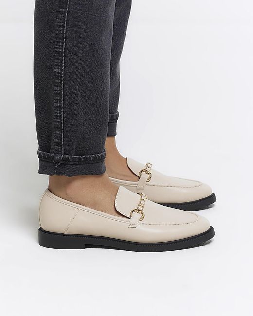 River Island White Cream Snaffle Flat Loafer