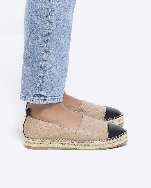 River Island Natural Quilted Espadrille Shoes