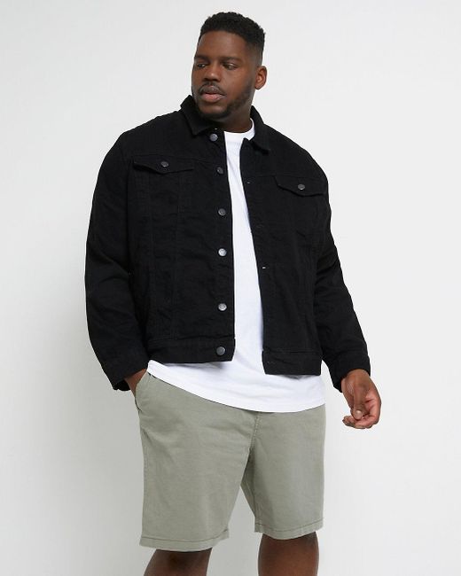 Tall Black Denim Jacket for Men 