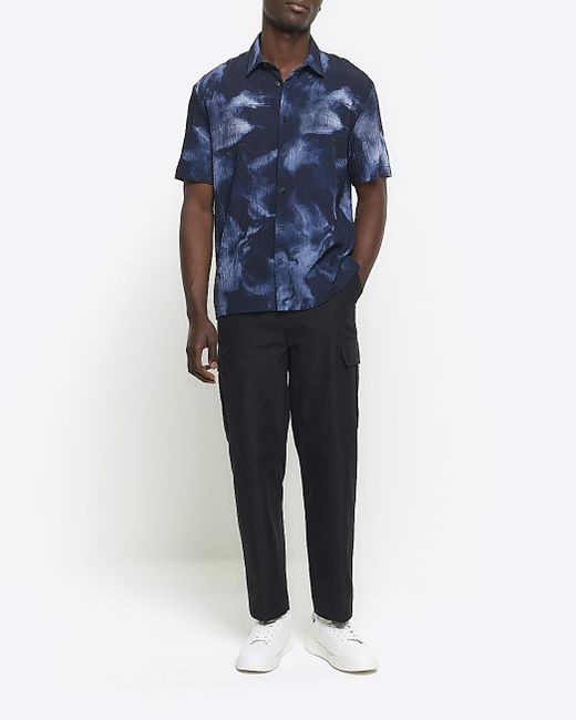 River Island Blue Abstract Shirt for men