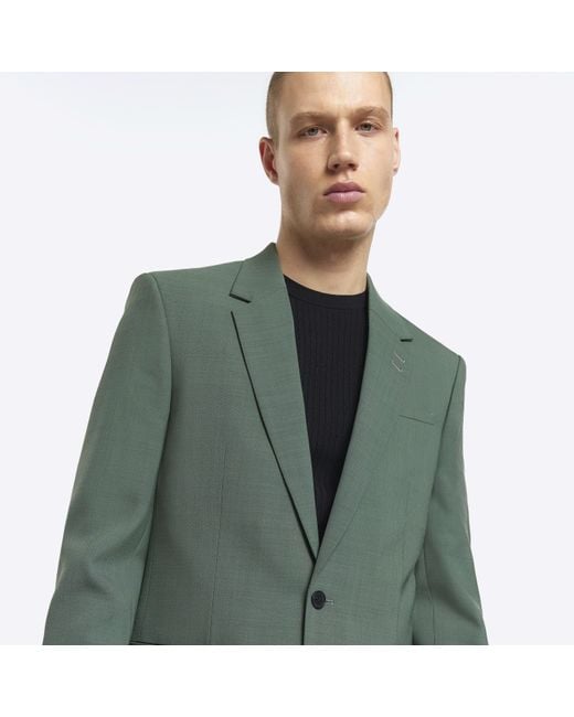 River Island Green Slim Fit Suit Jacket for men